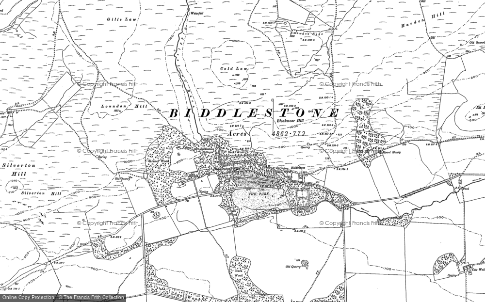 Old Map of Biddlestone, 1896 in 1896