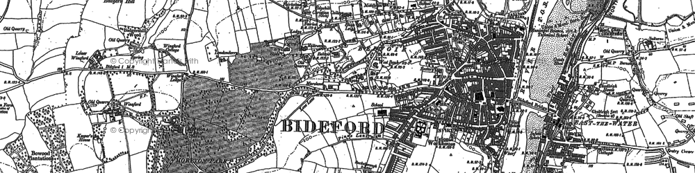 Old map of Bideford in 1886