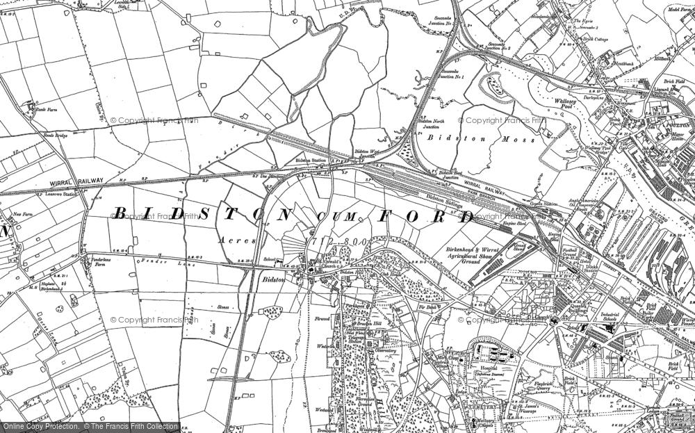 Old Map of Historic Map covering Bidston Hill in 1909