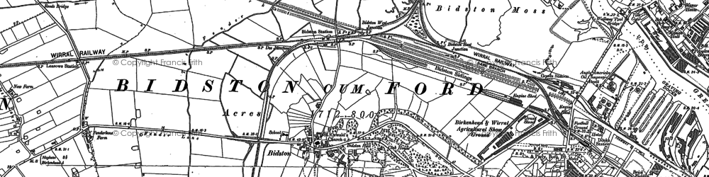 Old map of Bidston in 1909