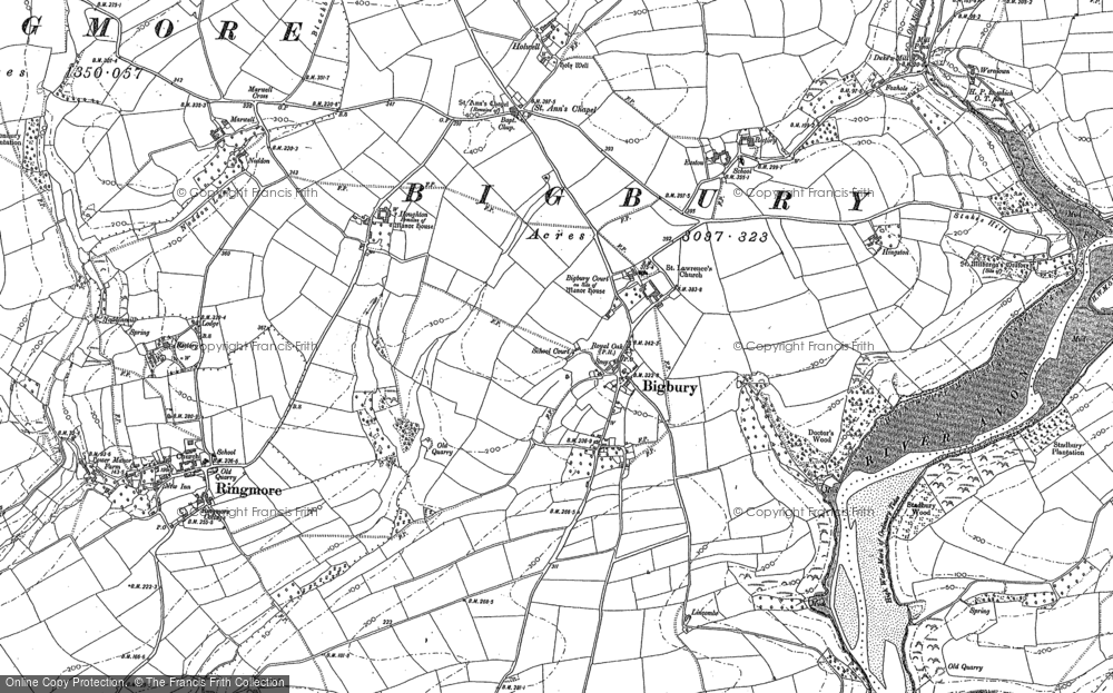 Old Map of Bigbury, 1884 - 1905 in 1884