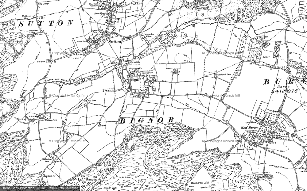 Old Map of Historic Map covering Bignor Mill in 1896