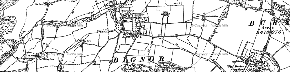 Old map of Bignor in 1896