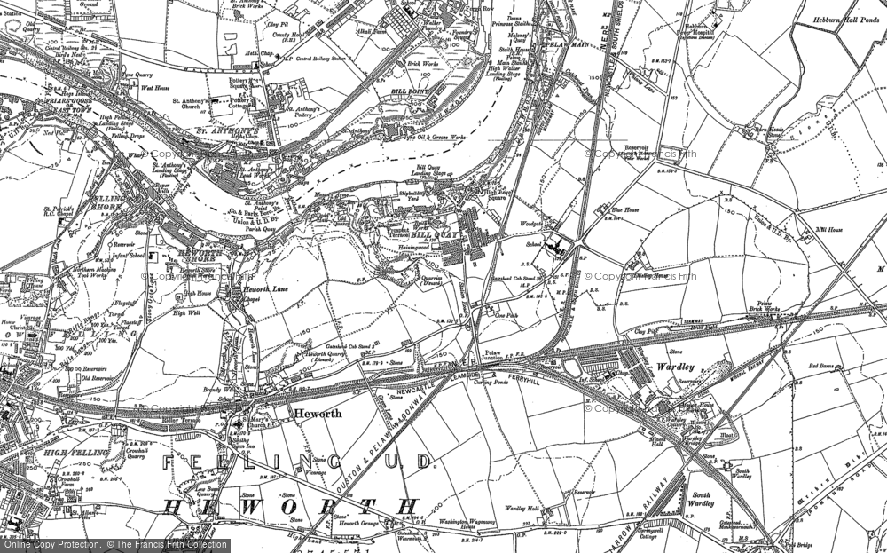 Old Map of Bill Quay, 1895 - 1920 in 1895