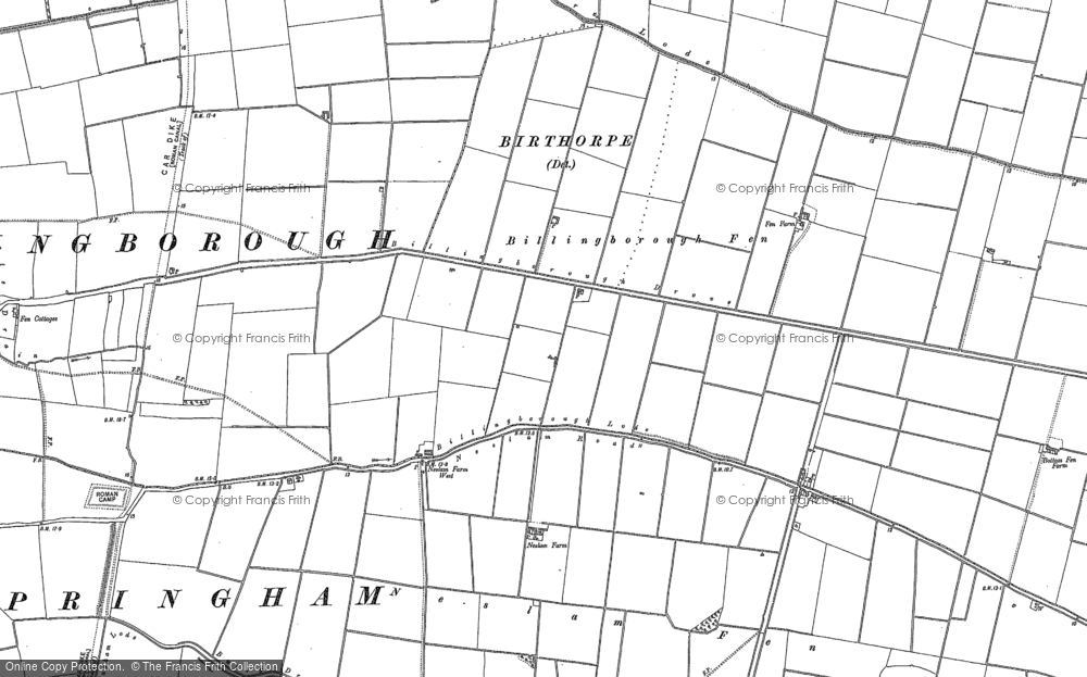 Old Map of Billingborough Fen, 1887 in 1887