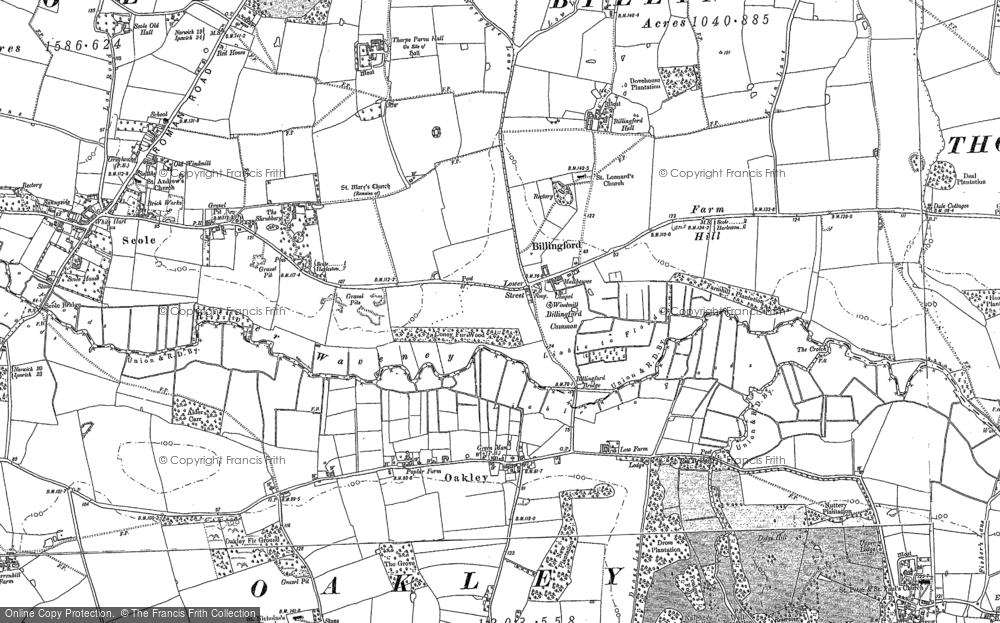 Old Map of Historic Map covering Billingford Wood in 1903
