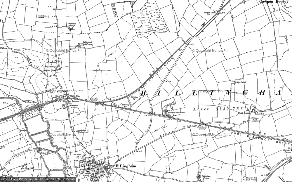 Durham Sheet 51.05 Old Ordnance Survey Map Billingham South 1939 