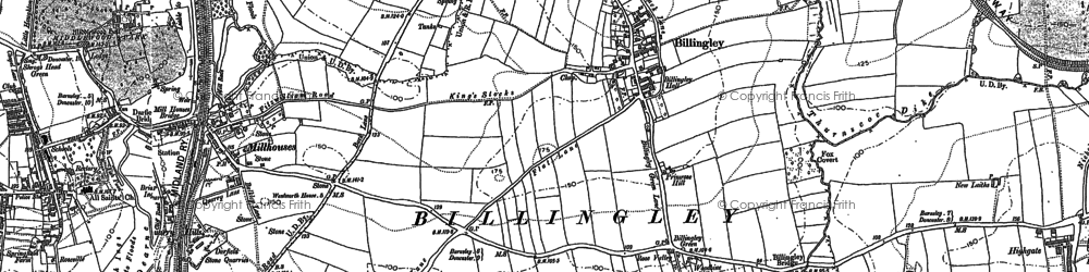 Old map of Billingley in 1851