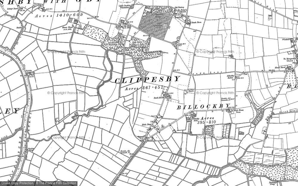 Old Map of Billockby, 1883 - 1884 in 1883