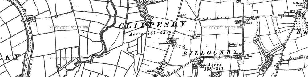 Old map of Billockby in 1883