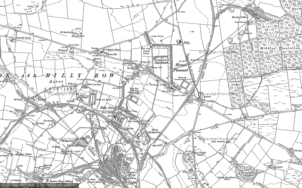 Old Map of Historic Map covering Stanley Crook in 1895
