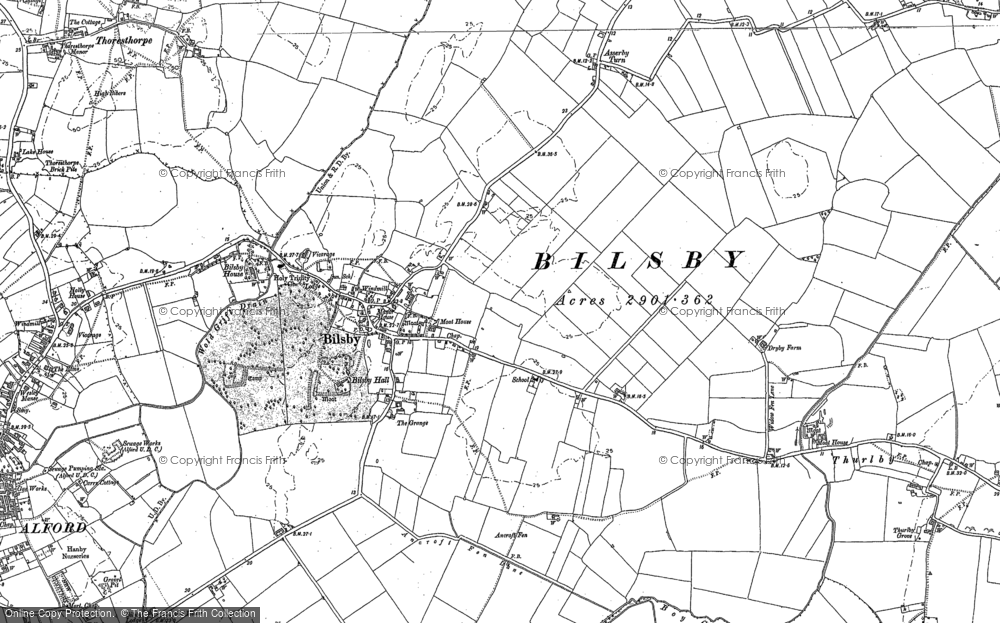 Old Map of Historic Map covering Bilsby Field in 1887