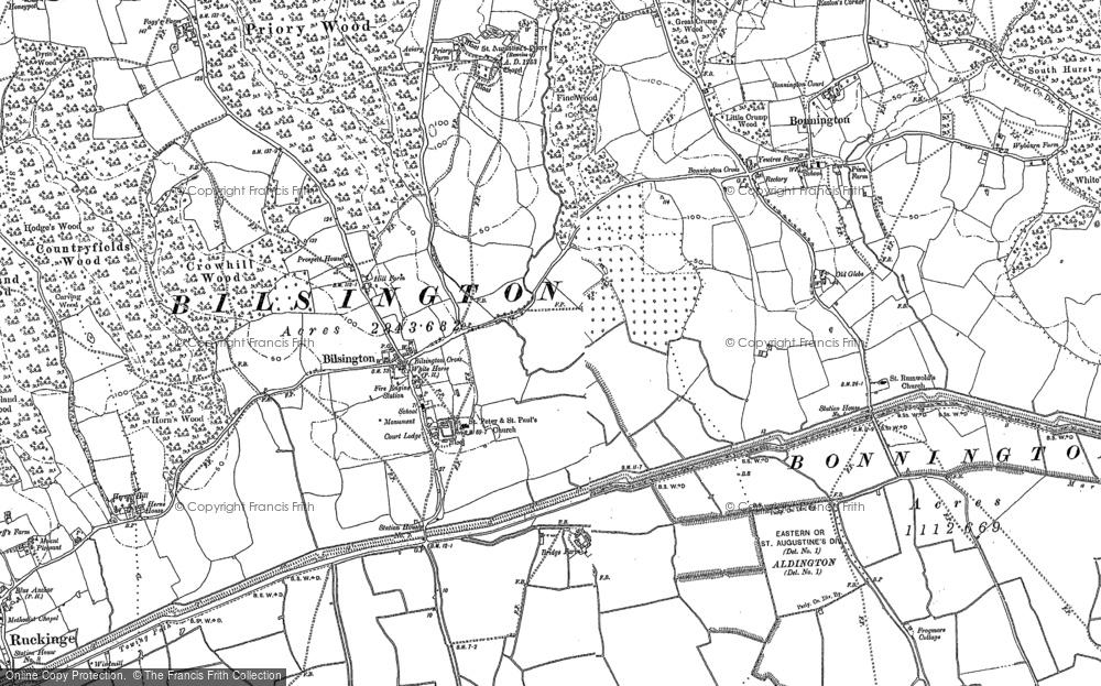 Old Map of Bilsington, 1896 in 1896