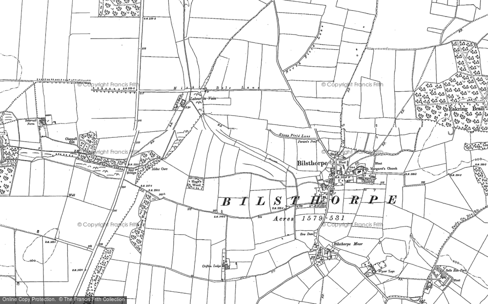 Old Map of Historic Map covering Bilsthorpe Moor in 1884
