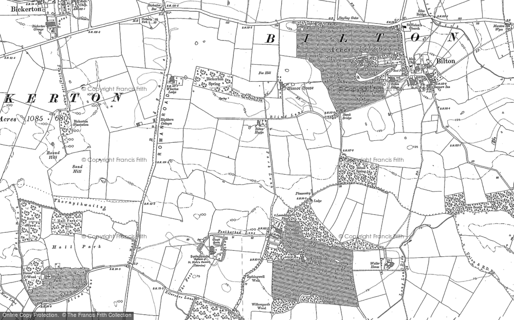 Old Map of Historic Map covering Wighill Grange in 1891