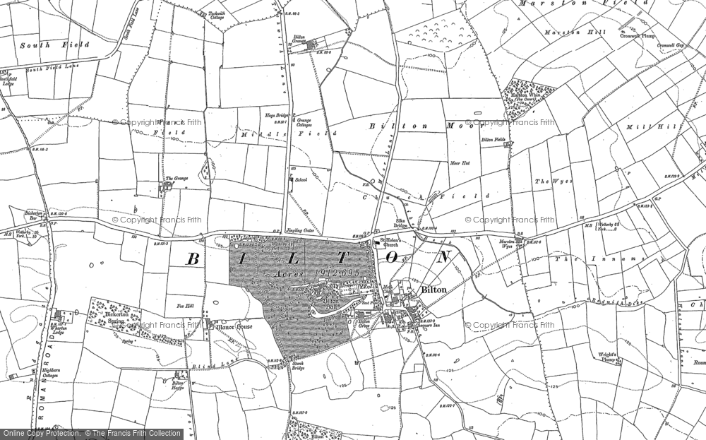 Old Map of Historic Map covering Bilton Grange in 1892
