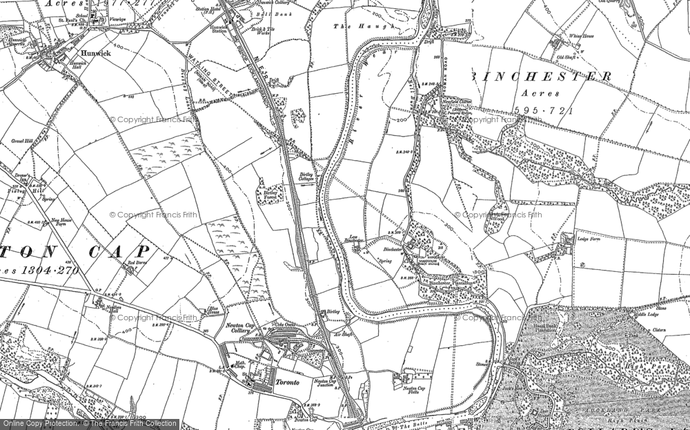 Old Map of Historic Map covering Binchester Blocks in 1896