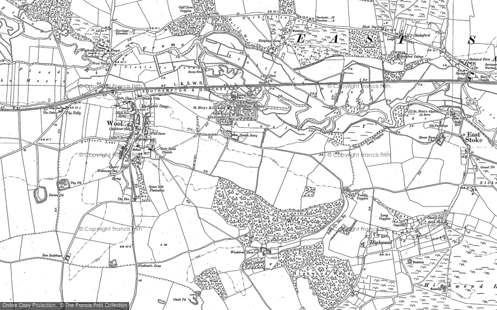 Old Map of Bindon Abbey, 1886 - 1887 in 1886
