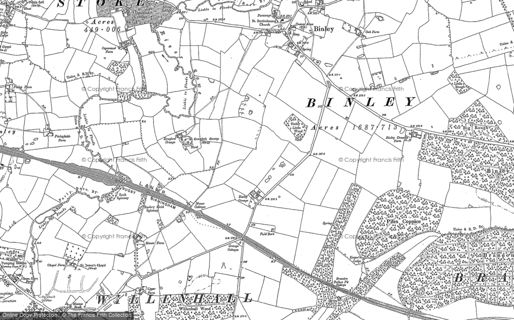 Old Map of Binley, 1886 in 1886