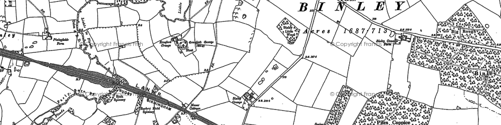 Old map of Binley in 1886