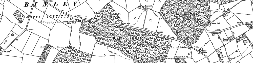 Old map of Binley Woods in 1886