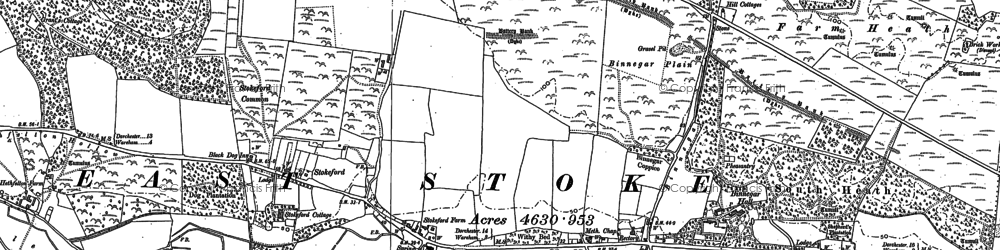 Old map of Binnegar Plain in 1886
