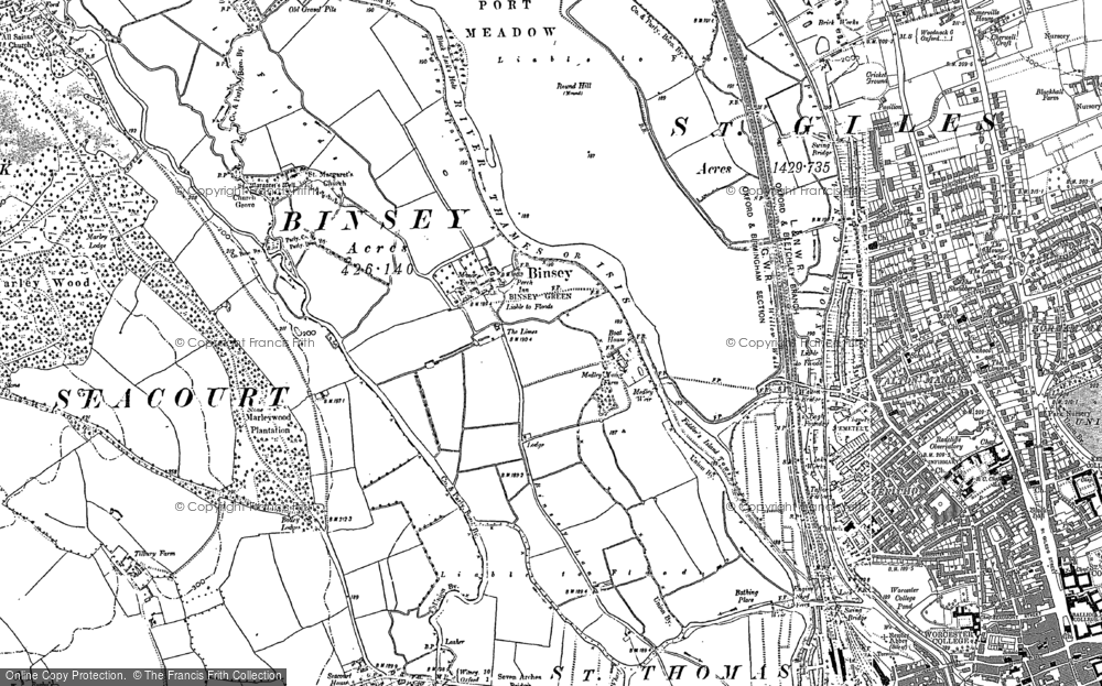 Old Map of Binsey, 1898 - 1911 in 1898