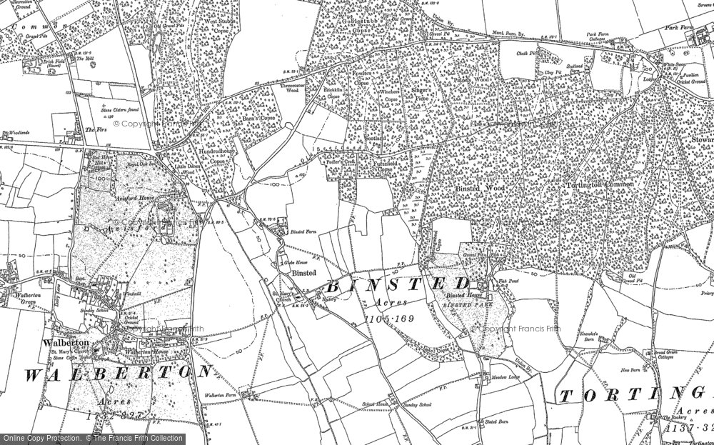 Old Map of Binsted, 1875 - 1896 in 1875
