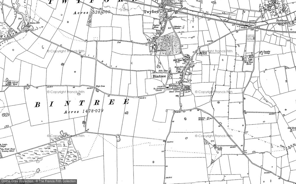 Old Map of Bintree, 1885 in 1885