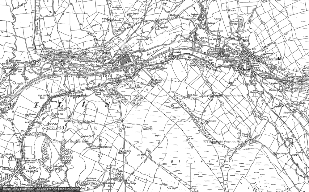 Old Map of Historic Map covering Thornsett in 1896