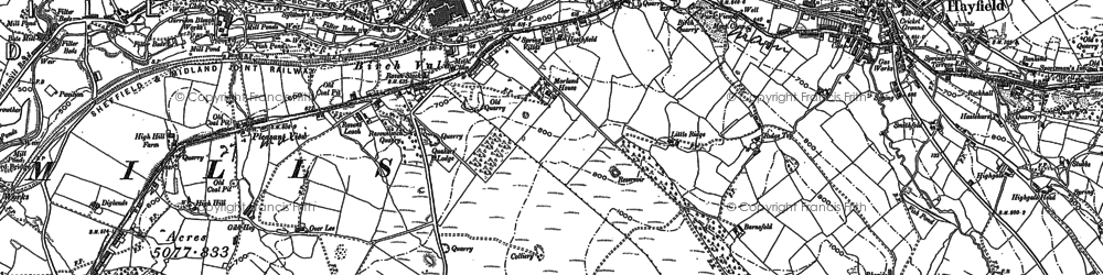 Old map of Thornsett in 1896