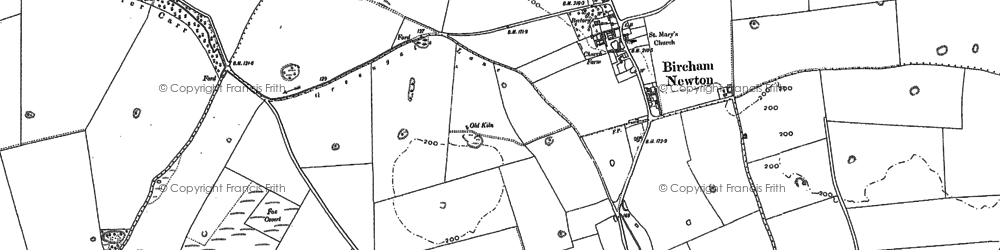 Old map of Bircham Newton in 1885