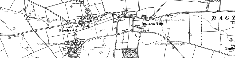 Old map of Bircham Tofts in 1885