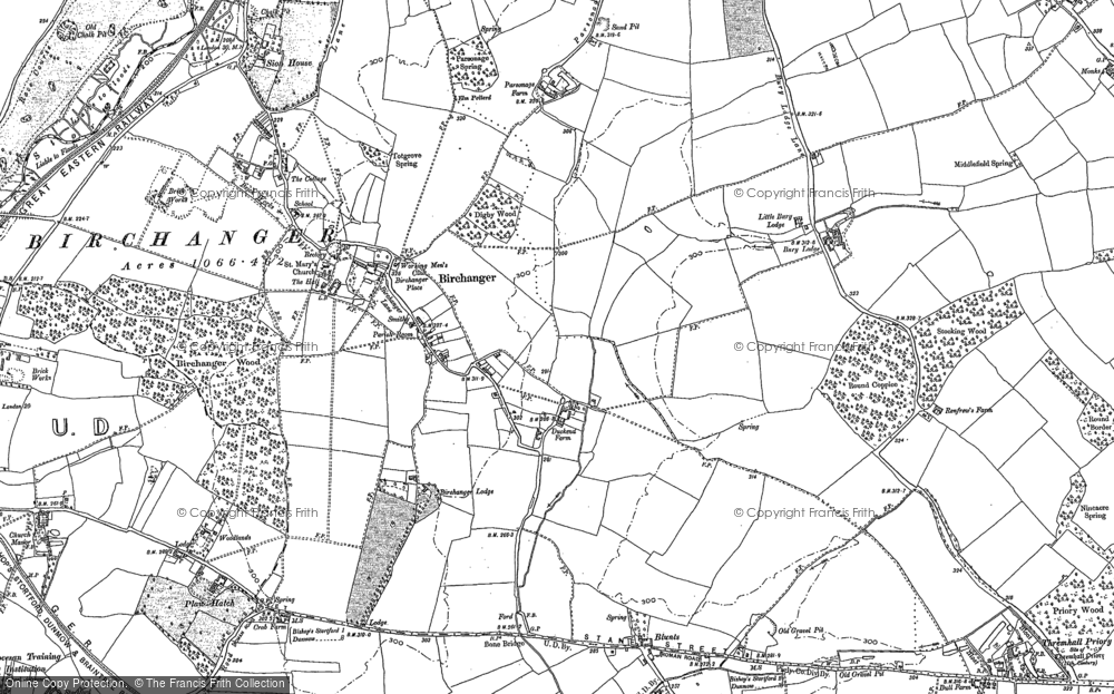 Old Map of Historic Map covering Blacklands in 1896