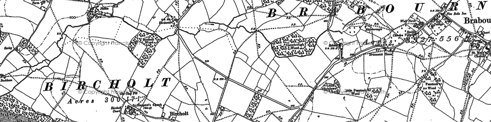 Old map of Brabourne in 1896