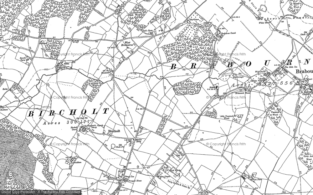 Old Map of Historic Map covering Bircholt Court in 1896