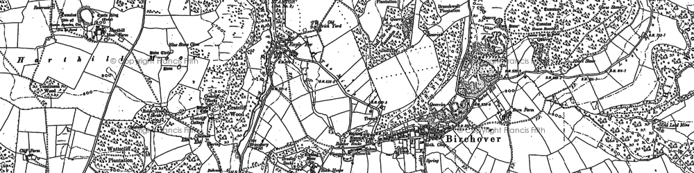 Old map of Birchover in 1878