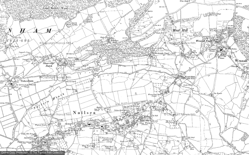 Old Map of Historic Map covering Lime Breach Wood in 1883