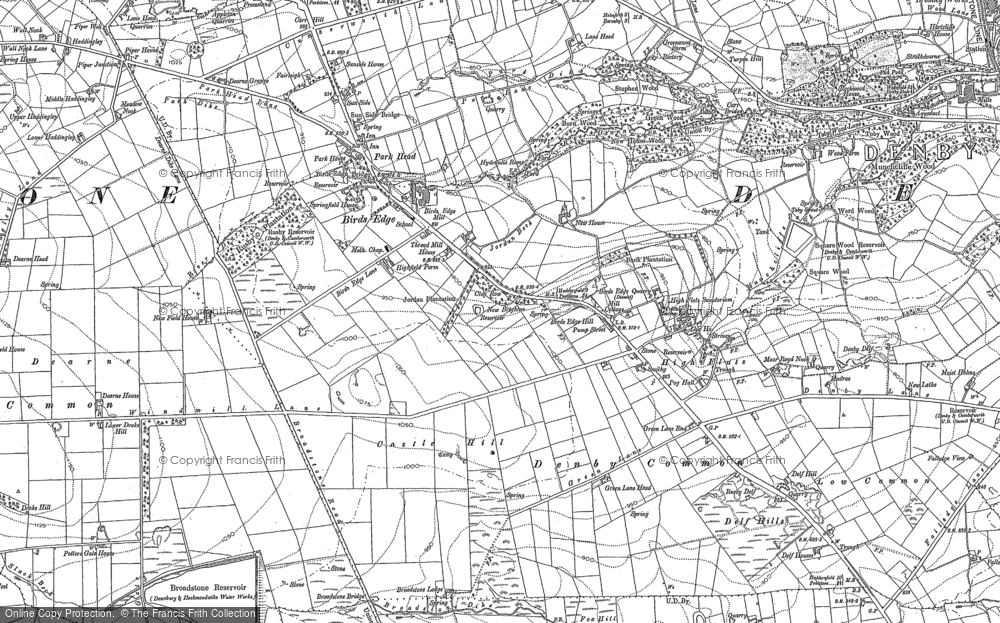 Old Map of Historic Map covering Broadstone Resr in 1891