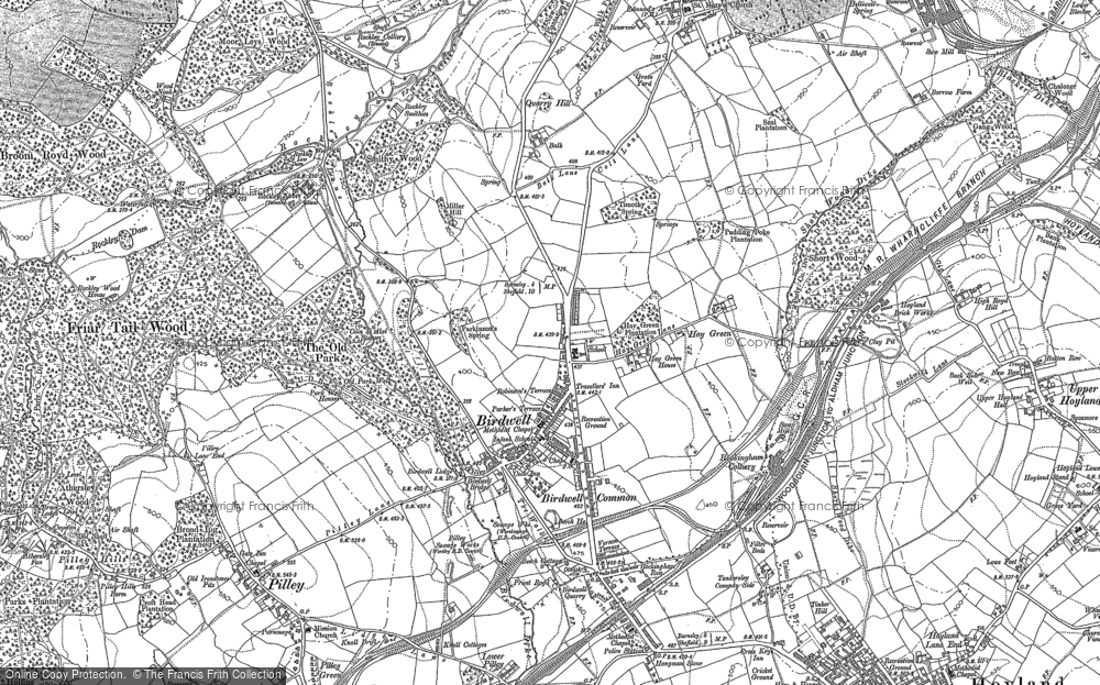 Old Map of Historic Map covering Hoyland Common in 1891