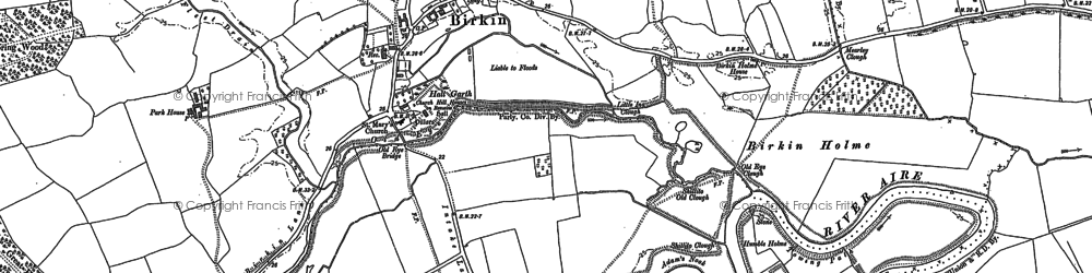 Old map of Birkin in 1889