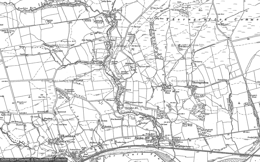 Old Map of Historic Map covering Brackies Burn in 1895