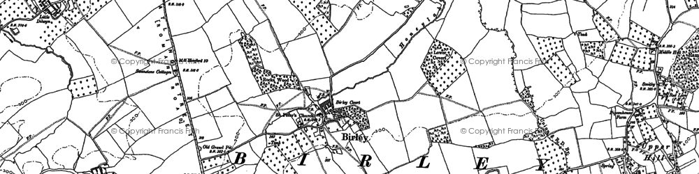 Old map of Birley in 1886