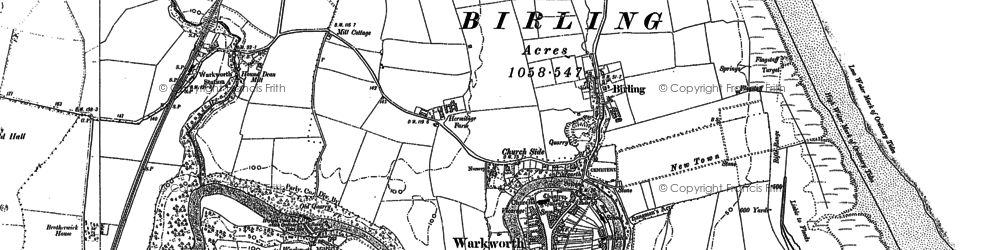 Old map of Birling Carrs in 1898