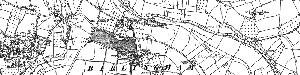 Old map of Birlingham in 1884
