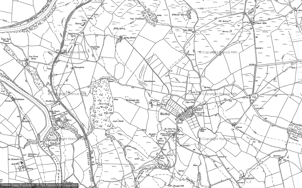 Old Map of Historic Map covering Birtley Shields in 1895
