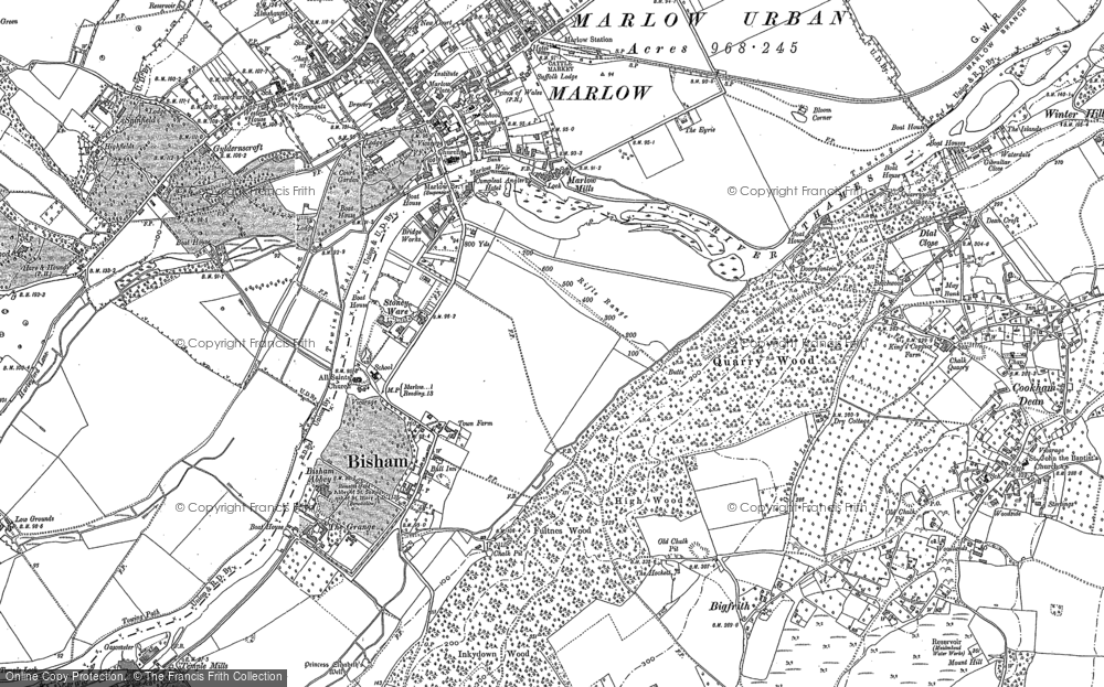 OLD ORDNANCE SURVEY MAP MARLOW 1897 SPITAL STREET MAREFIELD COOKHAM BISHAM 