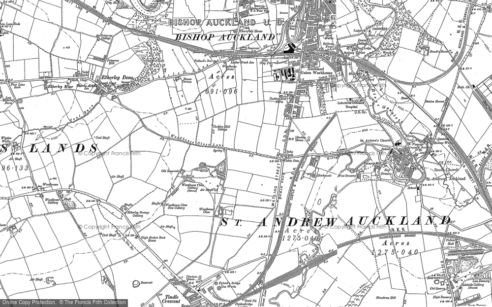 Old Map of Bishop Auckland, 1896 in 1896