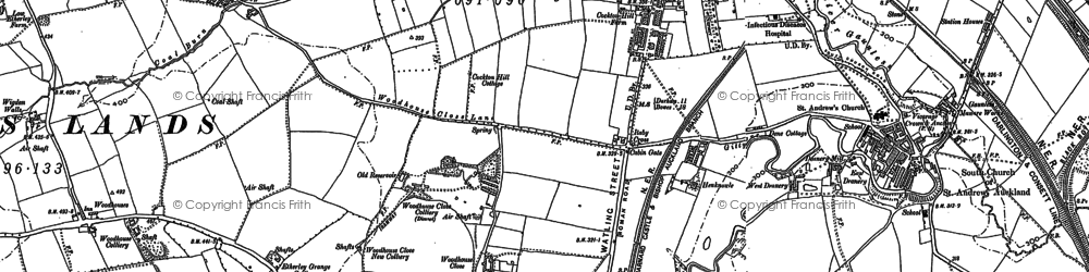 Old map of Bishop Auckland in 1896