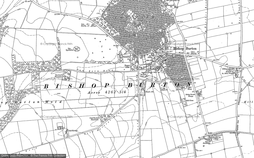 Old Map of Historic Map covering Bishop Burton Wold in 1889